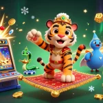 Apuesta en casas de apuestas con el tigre sultán y la lámpara mágica, decorada con elementos de casino
