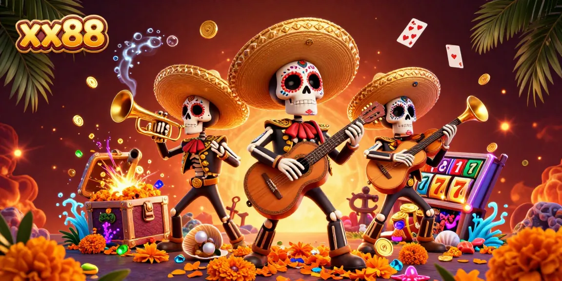 Engage with the vibrant xx88 casino world featuring a lively mariachi band amid a treasure-filled adventure.