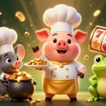Découvrez les paiements Smash Casino avec un chef 3D amusant servant des pièces en or sur un fond vibrant.