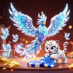 Engage in thrilling gameplay at Cabemanis88 with an ice phoenix and vibrant gaming elements.