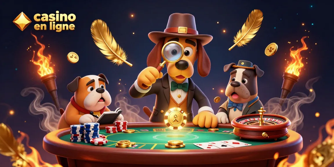 Jouer à des jeux de casino en ligne avec un détective cartoon et son compagnon, examinant les indices pour de gros gains.