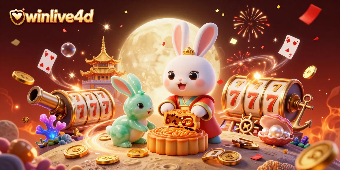 Experience winlive4d with a festive 3D illustration emphasizing interactive and modern casino elements.