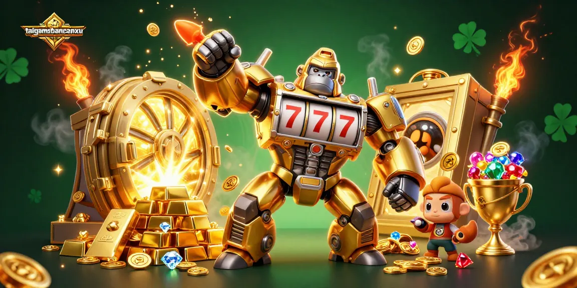 Experience thrilling wins with taigamebancaanxu's vibrant slot machine action in a dynamic 3D scene.