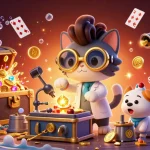 Experience the vibrant dynamics of 8S casino entertainment with characters amidst treasure and gaming elements.