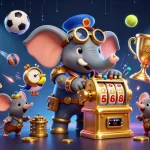Experience thrilling gameplay at ee88h with a dynamic steampunk elephant operating a vibrant slot machine.