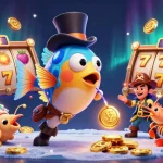 Engage with topnhacaimoi's exciting slot adventure featuring vibrant characters in a dynamic casino scene.