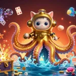 Play exciting games with llwin, featuring a kraken, diving cat, and vibrant underwater treasures.