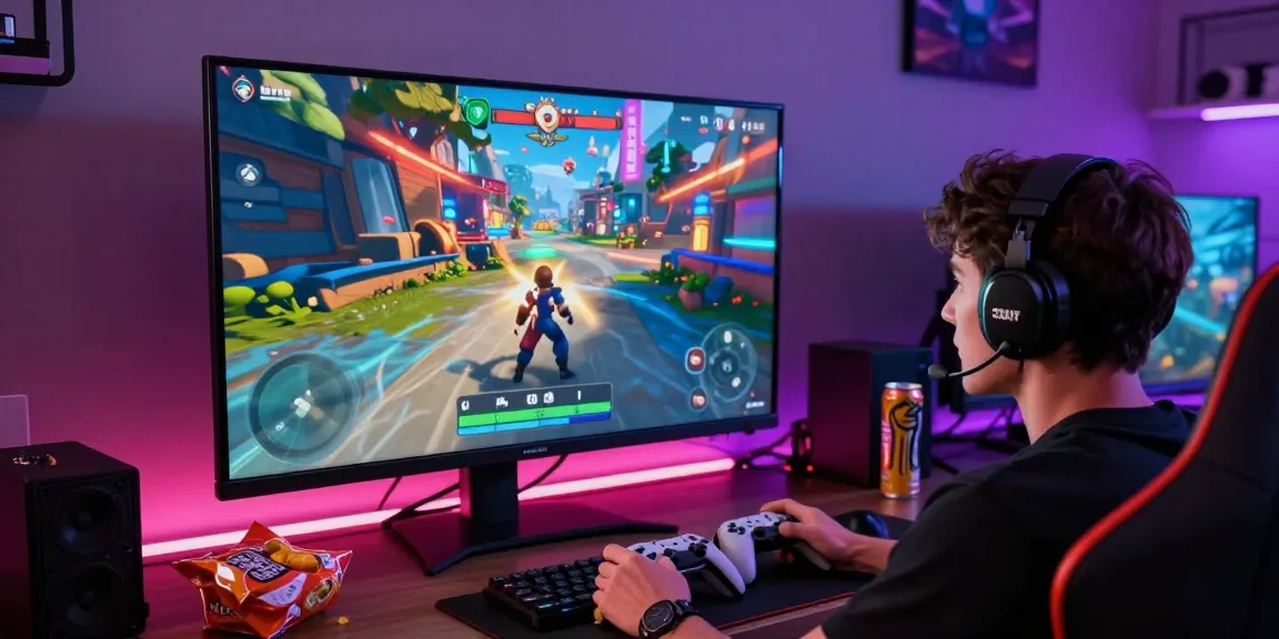 Dynamic gaming scene showing a player engaged in CIKA4D, with immersive graphics, vibrant lighting, and gaming accessories.