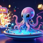Venez jouer à casino en ligne avec notre octopus extraterrestre aux commandes d'une table de poker holographique.