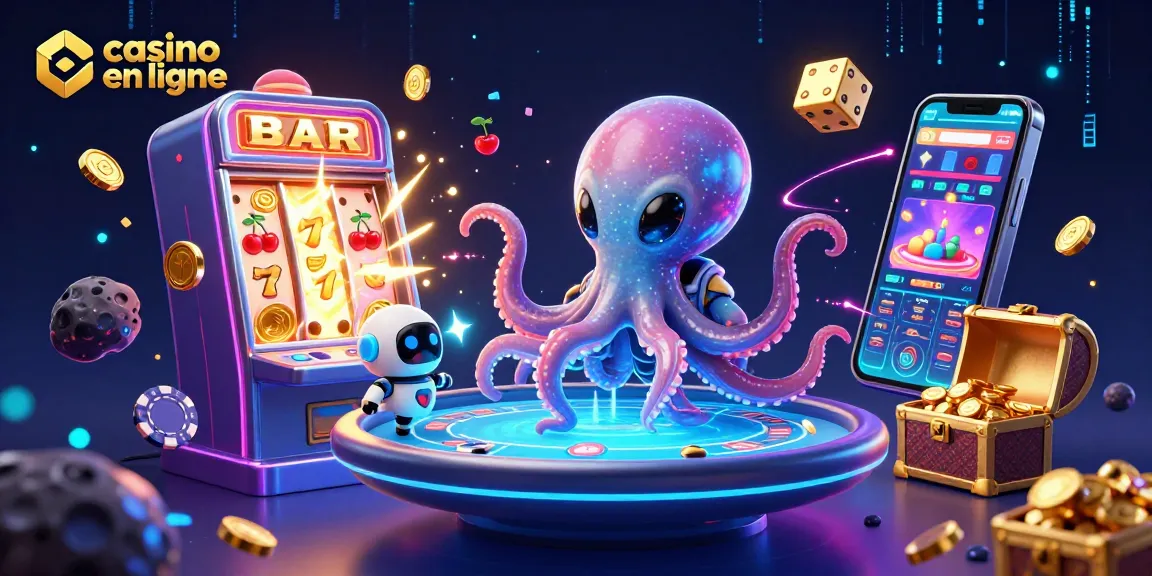 Venez jouer à casino en ligne avec notre octopus extraterrestre aux commandes d'une table de poker holographique.