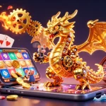 Engage with exciting games at qs88, featuring a vivid 3D dragon and interactive slot elements.