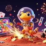 Casino en ligne, le gecko martien découvre un trésor au sein d'un casino en 3D.