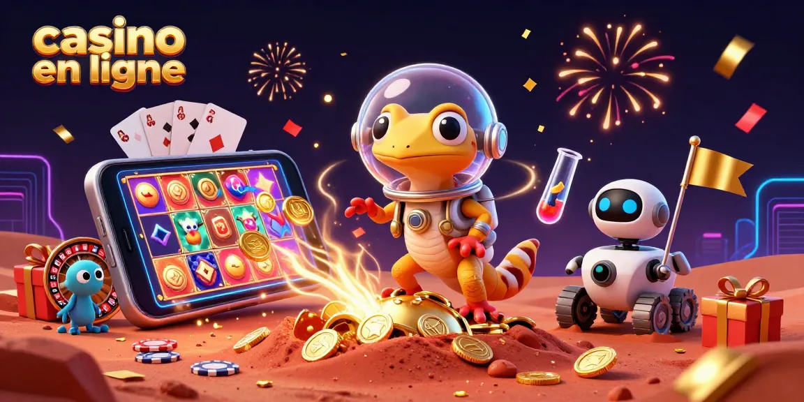Casino en ligne, le gecko martien découvre un trésor au sein d'un casino en 3D.