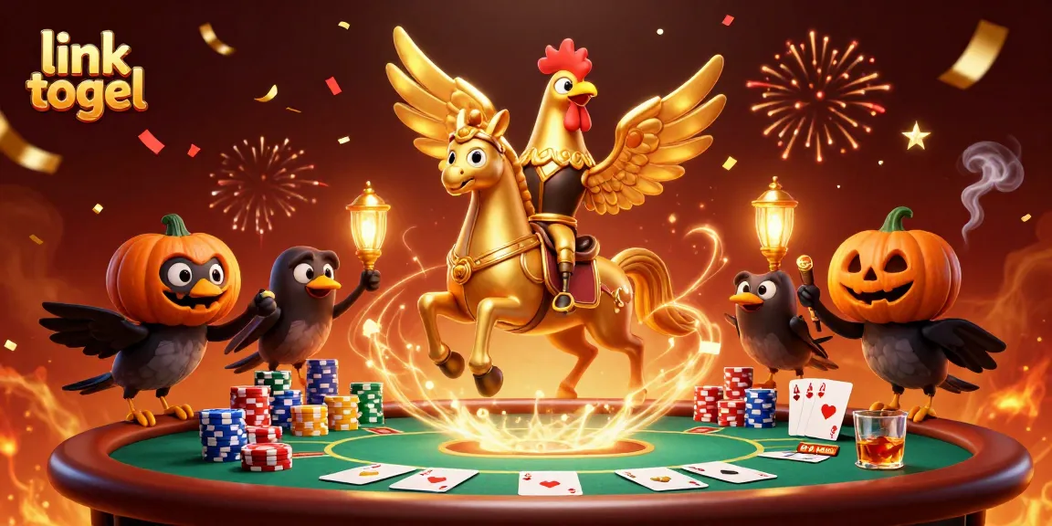 Enhance your gaming with link togel at lively poker tables surrounded by celebrating characters.