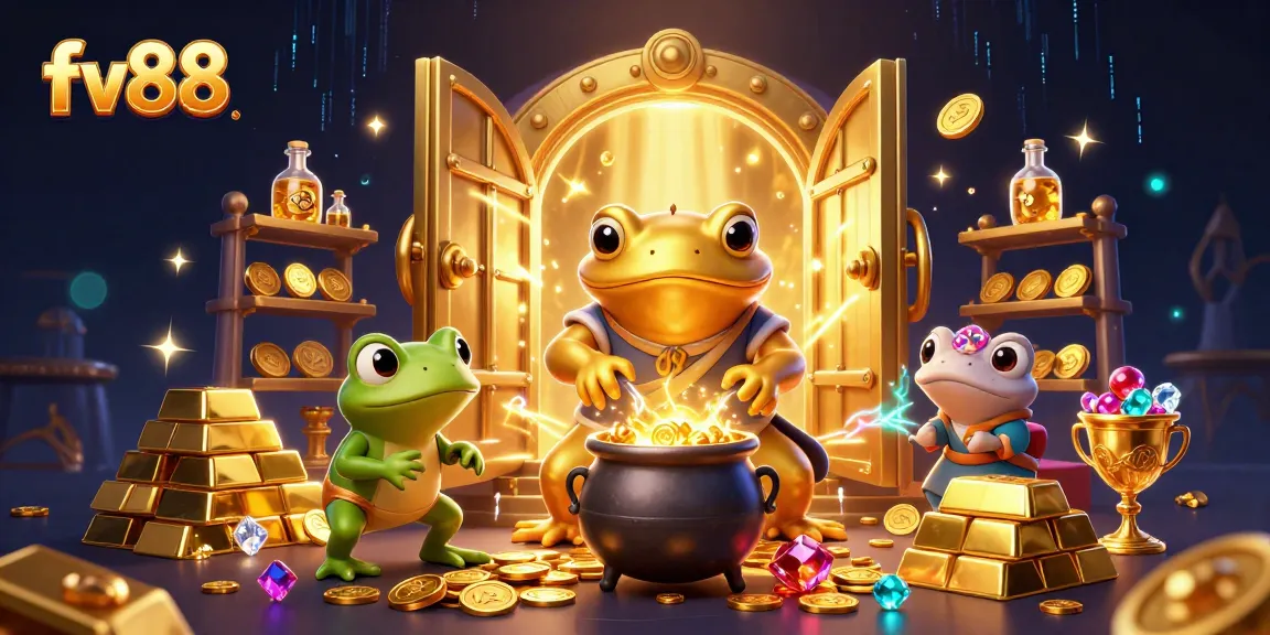 Experience thrilling wins at FV88 casino with an enchanting scene of gold and magic.