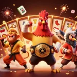 Actions captivantes sur casino en ligne avec des machines à sous, des personnages animés et des éléments de jeux de société.