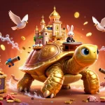 SX88 offers thrilling gaming adventure with a giant tortoise casino and gold coins flying.