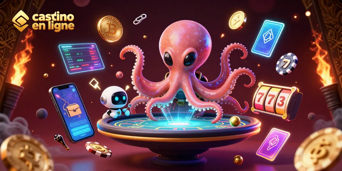 Plongez dans l'univers du casino en ligne avec un poulpe extraterrestre et ses jetons animés.
