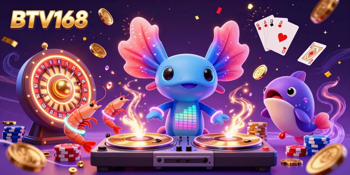 Experience the excitement of BTV168 with a lively underwater casino celebration featuring dancing characters and vibrant game elements.