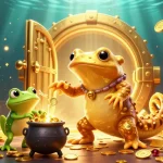 Plongez dans le monde du casino en ligne avec cette illustration animée regorgeant d'or et de magie.