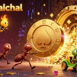 Engage with bharathalchal in a thrilling heist scene featuring a team of ants, giant poker chip, and treasure.