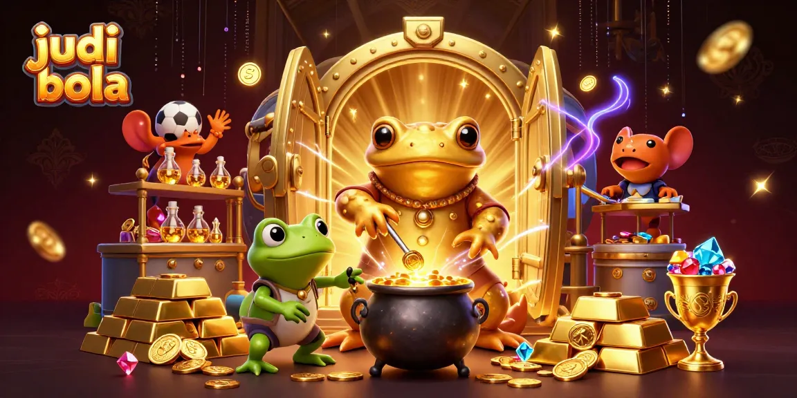 Engage in judi bola with a vibrant scene of gold and sports elements, showcasing betting excitement.
