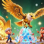 Engage with 58win's vibrant world of online gaming featuring dynamic casino elements and a cybernetic eagle.