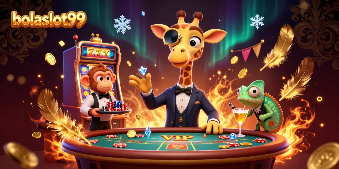 Bolaslot99 enhances your gaming experience with an energetic slot machine scene featuring vibrant characters.