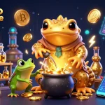 Illustration captivante sur le thème du casino en ligne, mettant en scène un alchimiste en train de transformer des métaux en pièces d'or.