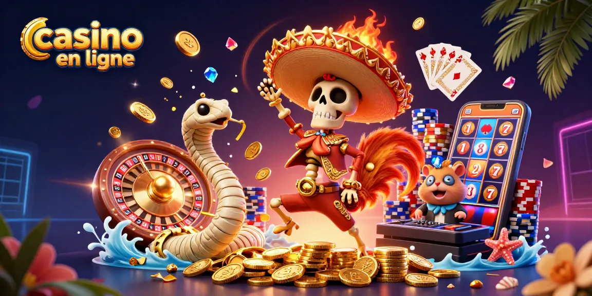 Le casino en ligne s'anime avec un rooster mariachi et un DJ hamster sur des piles de pièces d'or.