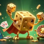 Join the excitement at cổng game sunwin with a lively 3D casino scene featuring golden dice and crypto elements.
