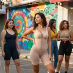 Busana perempuan modern dengan Colombian Shapewear Galess dari https://colombianshapeweargaless.com di tengah kota.