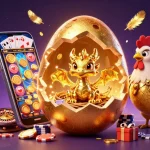 Une illustration 3D animée représentant un œuf d'or pouvant révéler un dragon, symbolisant le casino en ligne dynamique.