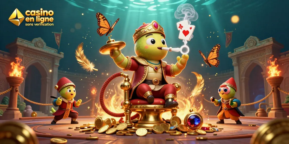 Jouez sur casino en ligne sans vérification avec des personnages colorés et des jetons de poker.