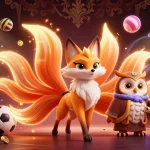 Experience the excitement of popo togel with vibrant characters and thrilling sports elements in a dynamic casino scene.