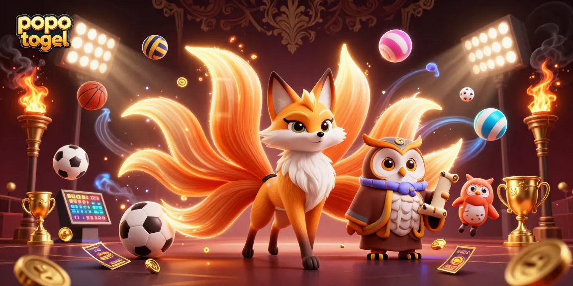 Experience the excitement of popo togel with vibrant characters and thrilling sports elements in a dynamic casino scene.