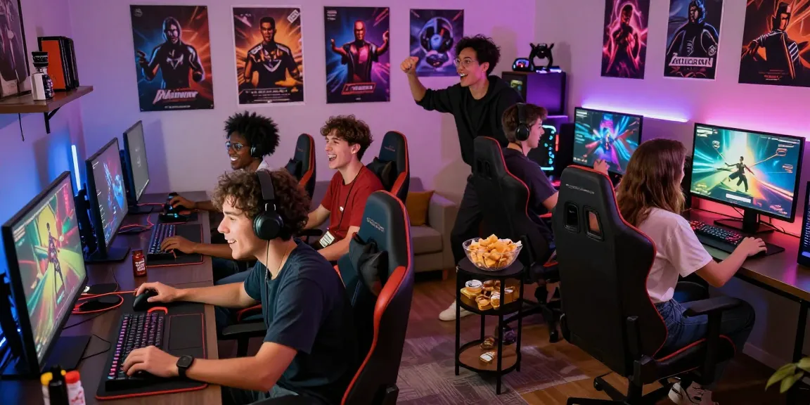 Friends enjoying gaming on mantra88 platform in a vibrant room