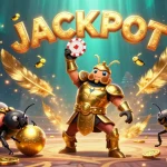 Gioca nei migliori casino non AAMS, con il simbolo JACKPOT affiancato da un coleottero in armatura dorata.