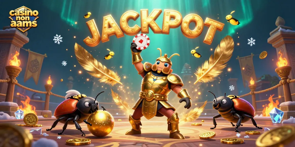 Gioca nei migliori casino non AAMS, con il simbolo JACKPOT affiancato da un coleottero in armatura dorata.