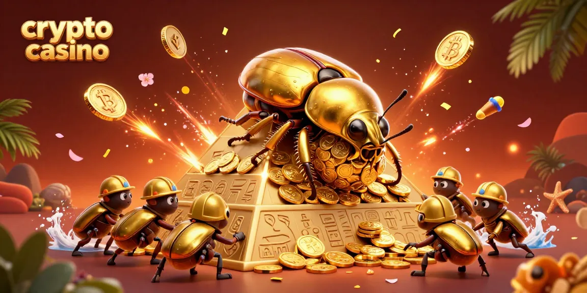 Gioca e vinci nel crypto casino con simboli d'oro e monete virtuali scintillanti.