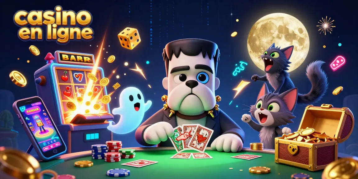Jouez au casino en ligne avec Frankenstein, des jetons et une machine à sous explosive.