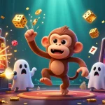 Catch golden coins and cards with uk88's haunted casino poltergeist monkey and flashlight puppy!