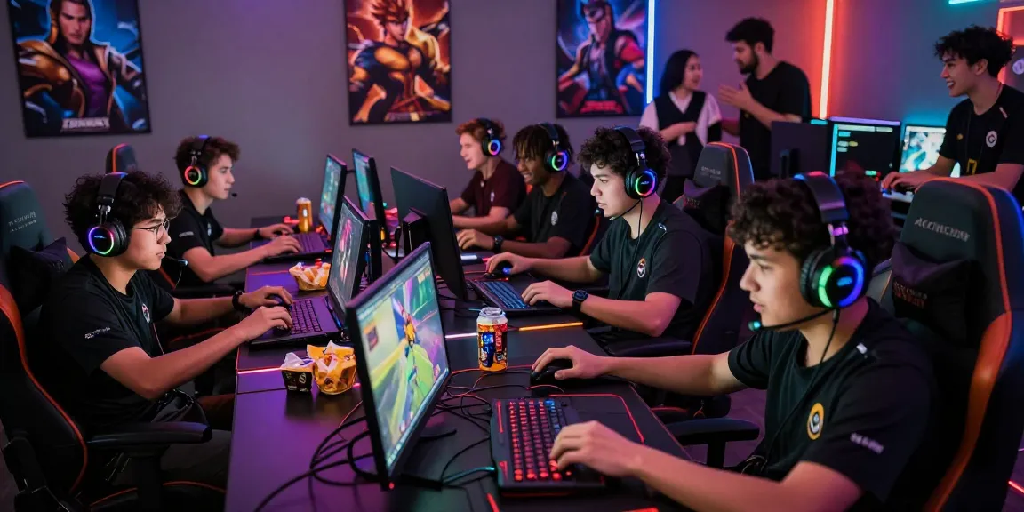 Gamers competing in a thrilling FAFA828 e-sport tournament showcasing vibrant action and technology.