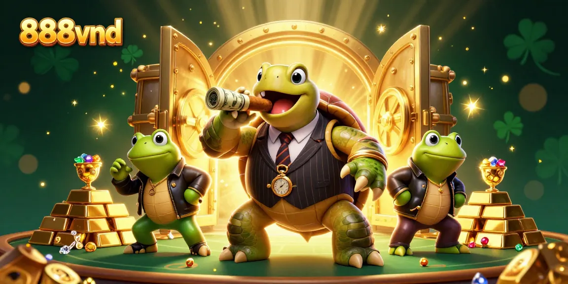 Experience the thrill at 888vnd casino with a dynamic scene featuring a mobster turtle and his enforcers.