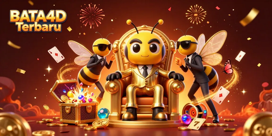 BATA4D Terbaru showcases a buzzing casino scene with a bumblebee boss, wasp guards, and vibrant gaming elements.