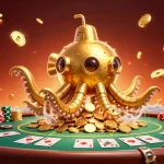 Engage with matchuoc for a thrilling casino adventure with a golden kraken and poker elements.