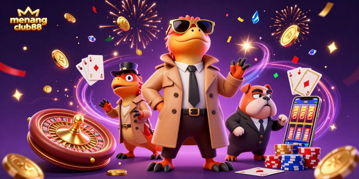 Experience the thrill of menangclub88 while watching three raptors in a trench coat enter a VIP casino.