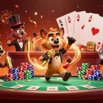 Engaging scene of hyenas in a comedy casino, promoting lịch thi đấu world cup 2026 with festive elements.