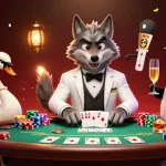 Illustration 3D captivante de personnages de casino en ligne jouant au baccarat avec de nombreuses actions