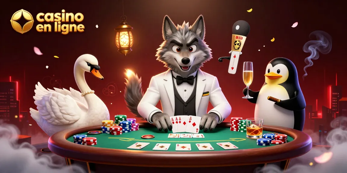 Illustration 3D captivante de personnages de casino en ligne jouant au baccarat avec de nombreuses actions